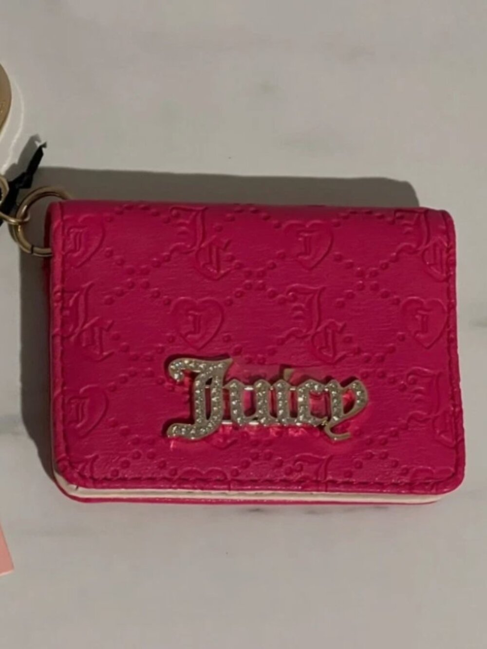 JUICY COUTURE Wallet Pink Flash Juicy Forever Card Case Key Fob $35 NWT New